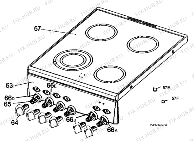 Взрыв-схема плиты (духовки) Electrolux EKC510100W - Схема узла Section 4